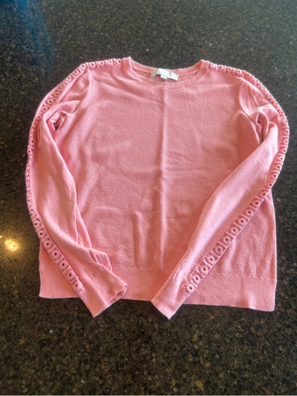 LOFT Pink Textured Crewneck Sweater